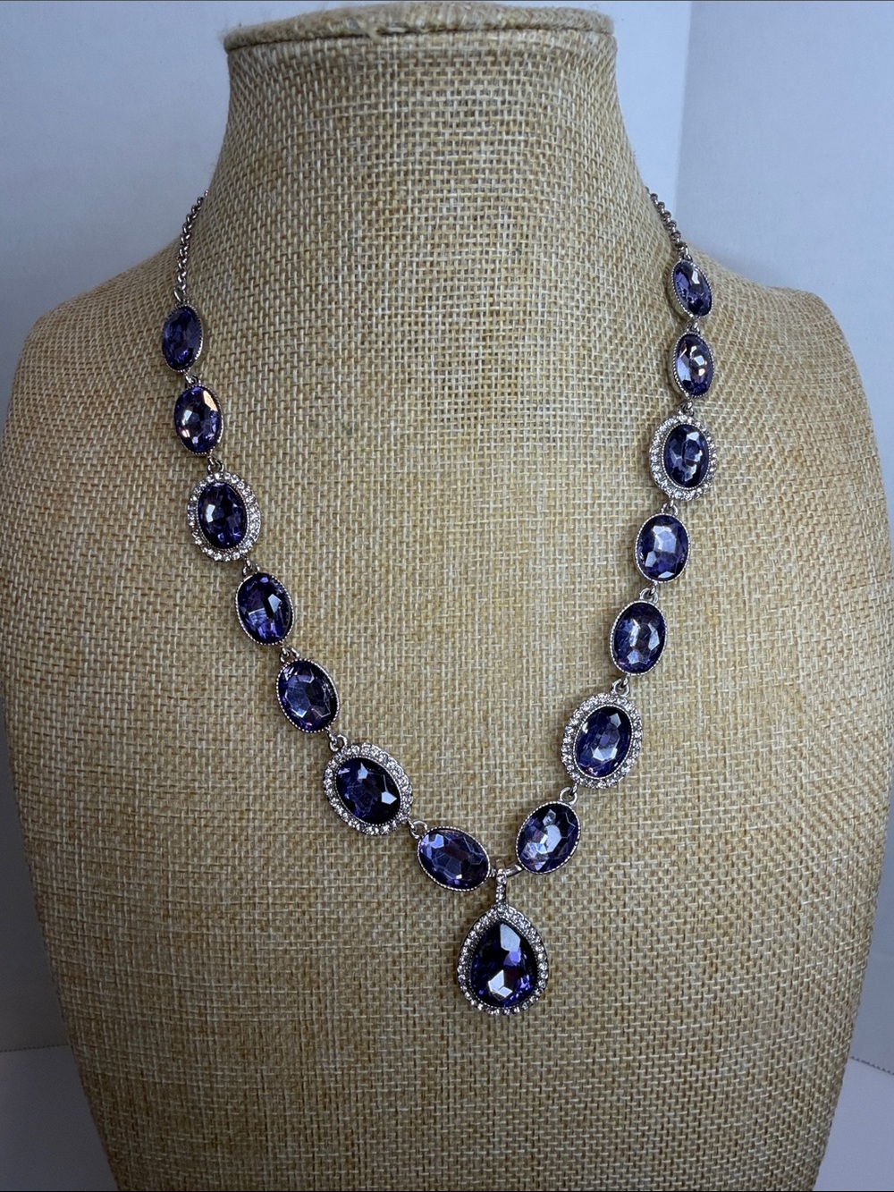 Vintage Monet Faceted Purple Halo Collar Necklace